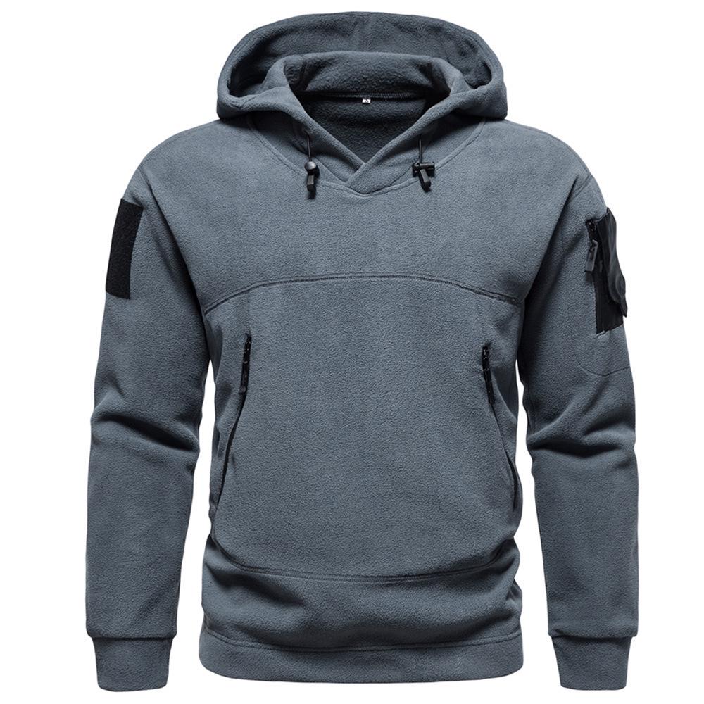 

Men s Hooded Outdoor Tactical Windproof Fleece Jacket XL темно серый
