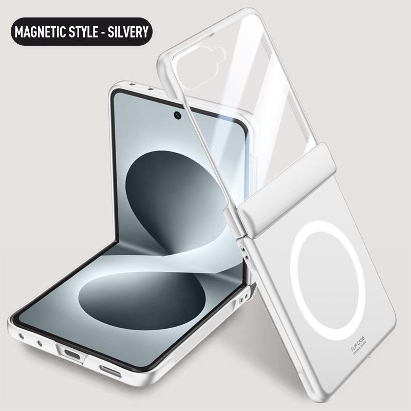 For Magsafe Wireless Charging Matte Frosted Phone Case For Samsung Galaxy Z Flip 8 5G Hinge Screen Protect Film Shockproof Cover