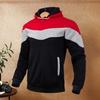 Men Fall Winter Hoodie Colorblock Drawstring Thick Plush Long Sleeves Big Pocket Hooded Retro Thin Loose Daily Wear Casual Sport Top
