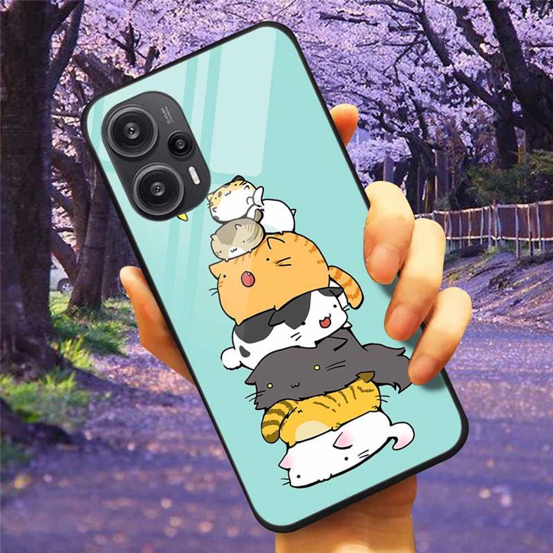 For Xiaomi Poco F5 5G / F5Pro Case Tempered Glass Lake Moon Hard Phone Cover for POCO F5 Pro Capas Funda on PocoF5 Luxury Coque