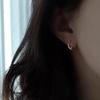 Real  Sterling Silver Geometric Moon Zircon Stud Earrings for Women Personality Fine  Minimalist Trendy Accessories