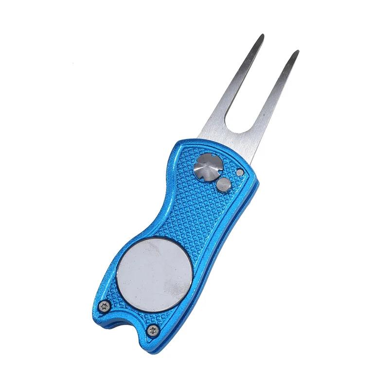 

1/2pc Foldable Golf Divot Repair Tool with Golf Ball Tool Pitch Groove Cleaner Golf Accessories Putting Green Fork Training Aids синий