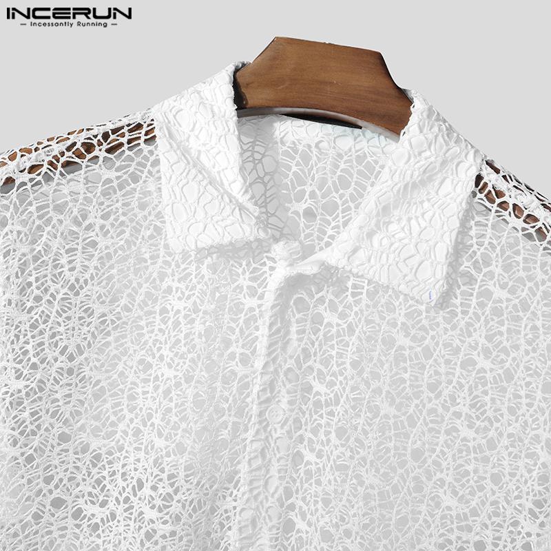 INCERUN Ανδρικά Καλοκαιρινά Μπλουζάκια Παραλίας Κροσέ με Διάτρητο Διχτυωτό Νήμα Κοντομάνικα