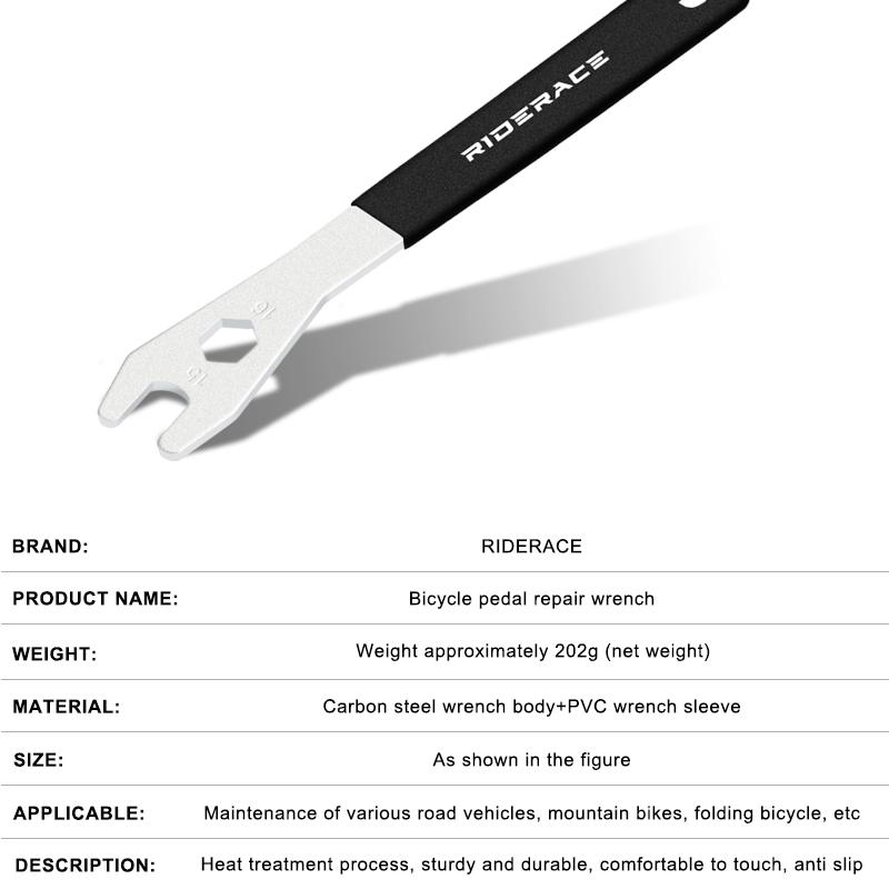 Bicycle Pedal Removal Wrench Extra Long Handle Sturdy Durable Mountain Road Bike Pedal Spanner Install Repair MTB Repair Tool