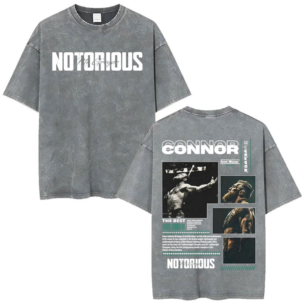 Benber vintage style Conor Mcgregor The Notorious Gewassen Vintage T-shirts Mannen Vrouwen Mode Geweld Esthetische T-shirts Zomer Tops Oversized T-shirt 2XL
