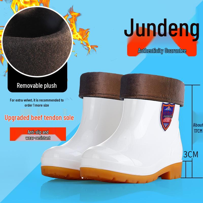Military-Style Non-Slip White Rubber Boots for Men and Women - Thickened Wading Work Shoes