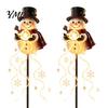 Decorative Resin Snowman Ground Stakes Solar Garden Stake Light, Flowing Waterfall LED Fairy Light with Festive Winter Courtyard Decor Star Snowflake,