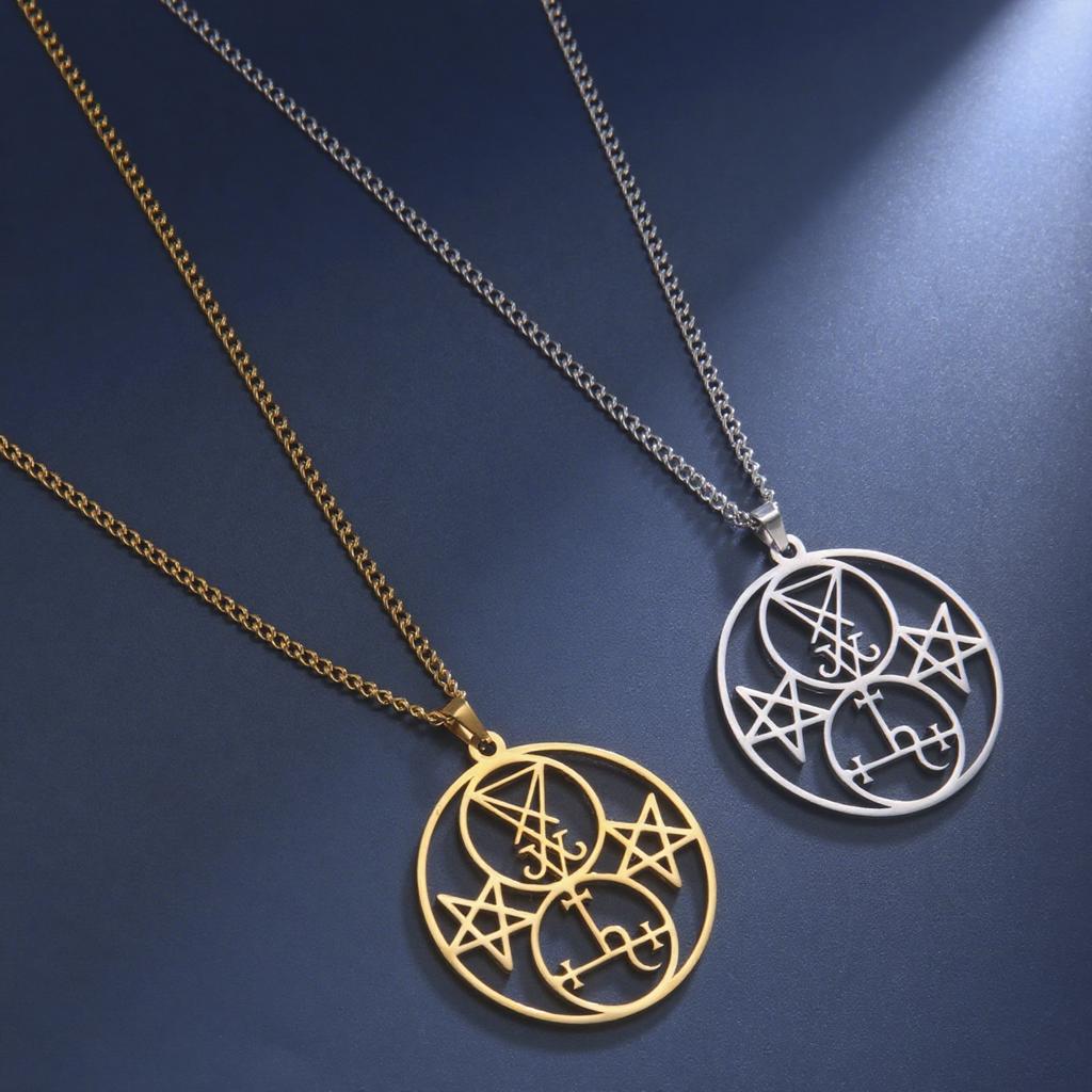 Pečeť Lilith Řetízkový náhrdelník z nerezové oceli Módní Šalamounův amulet Přívěsek náhrdelník pro ženy Muži Židovské šperky Dárek