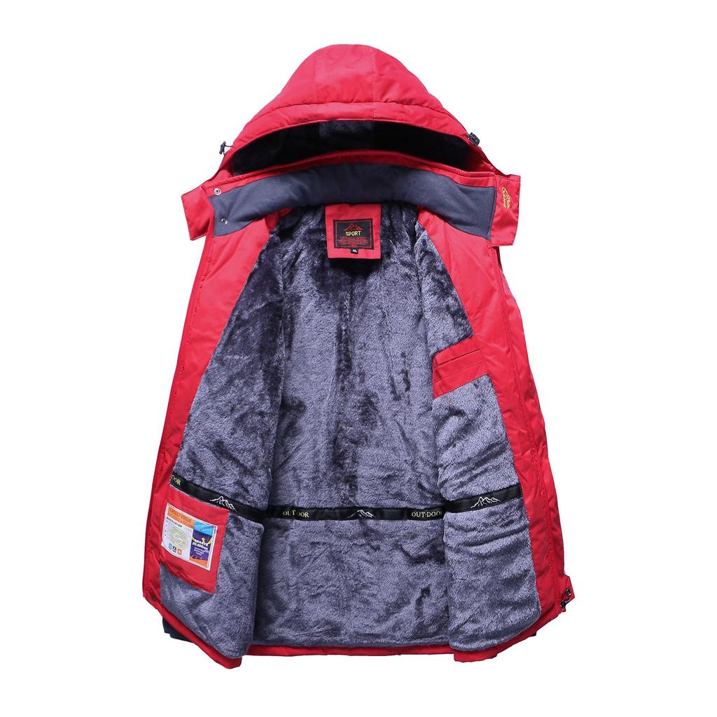 Herrenjacke Wasserabweisend Gefüttert Schneejacken Winddicht Fleecegefüttert Wintermäntel mit Kapuze  (M-9XL)