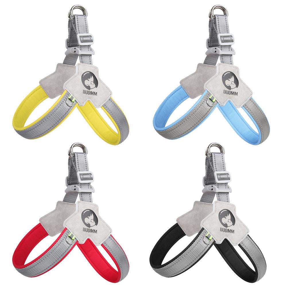 Adjustable Polyester Dog Chest Harness With Glow Reflective Strips For Safe Night Walks