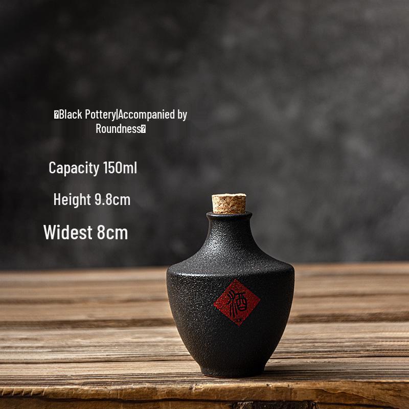 Japanese Style Ceramic Sake Pot and Cup Set - Antique Yellow Wine Decanter and Baijiu Jar for Home Use