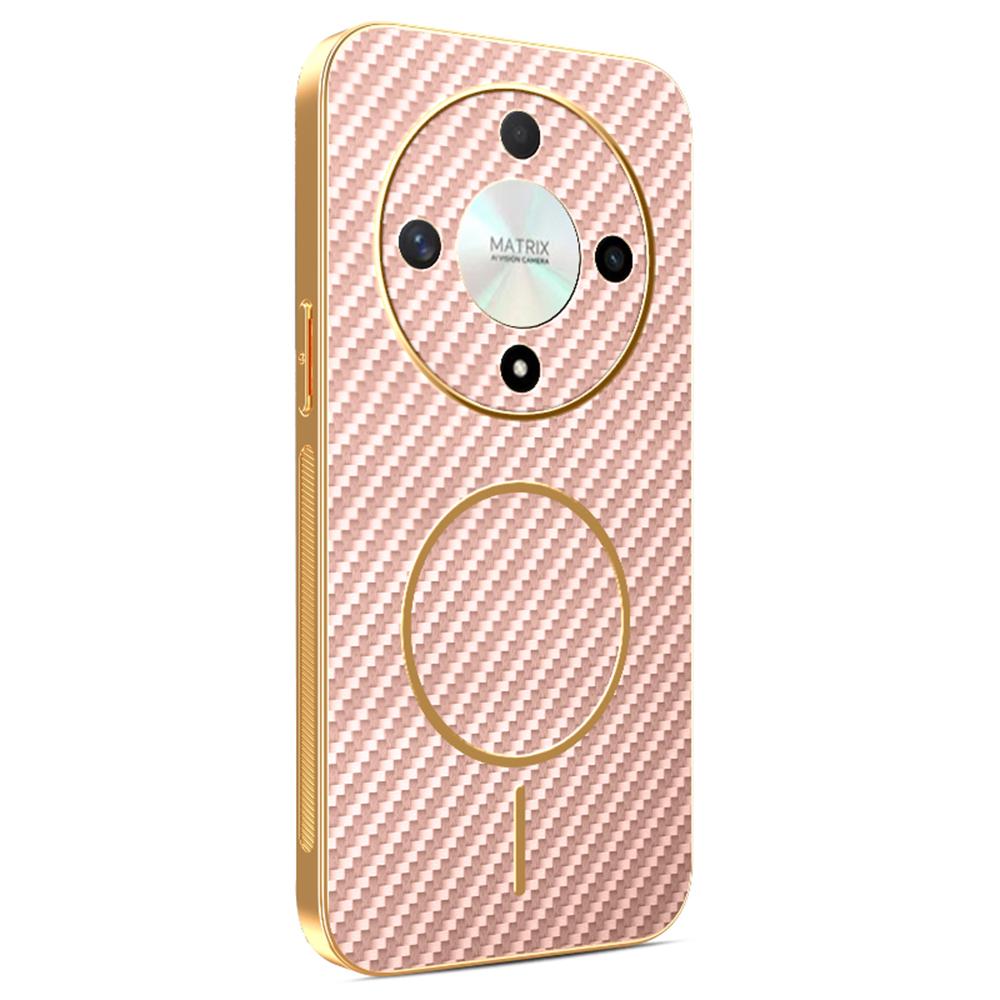 For Honor X9b 5G/Magic6 Lite 5G Phone Case Carbon Fiber Textured Electroplated TPU Back Cover