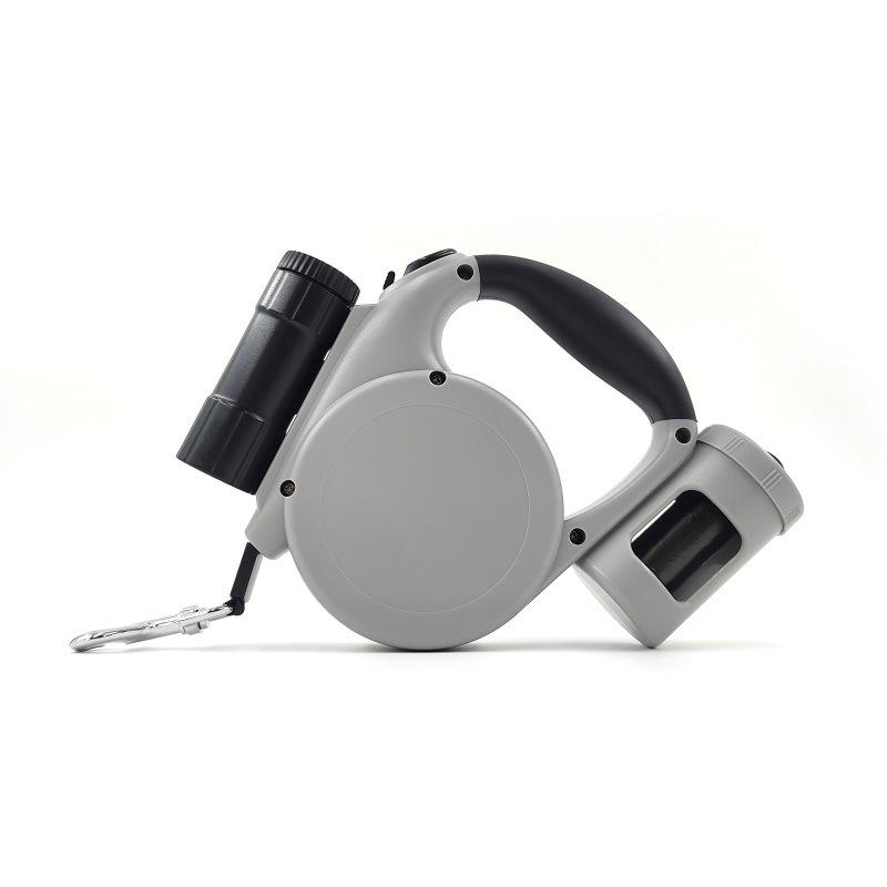 5 m uttrekkbar hundebånd 5 m hundebånd for små mellomstore hunder Break & Lock med én knapp med LED-lommelykt og søppelpose