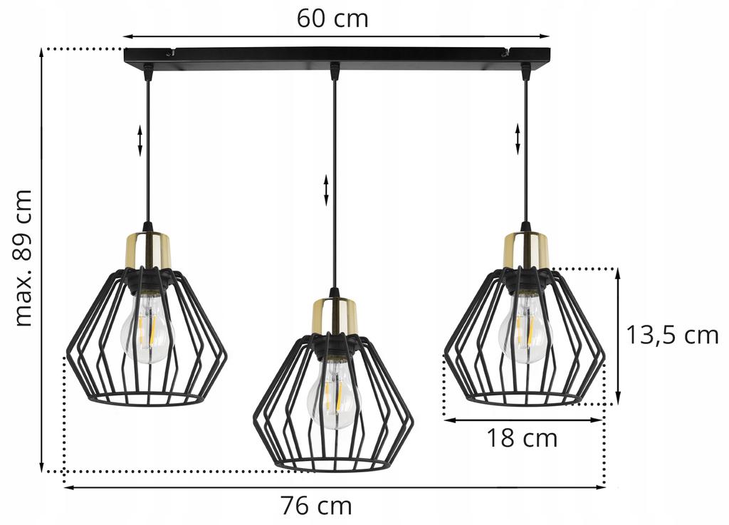 Hanging Lamp, Ceiling Chandelier, Wire Shade, Led