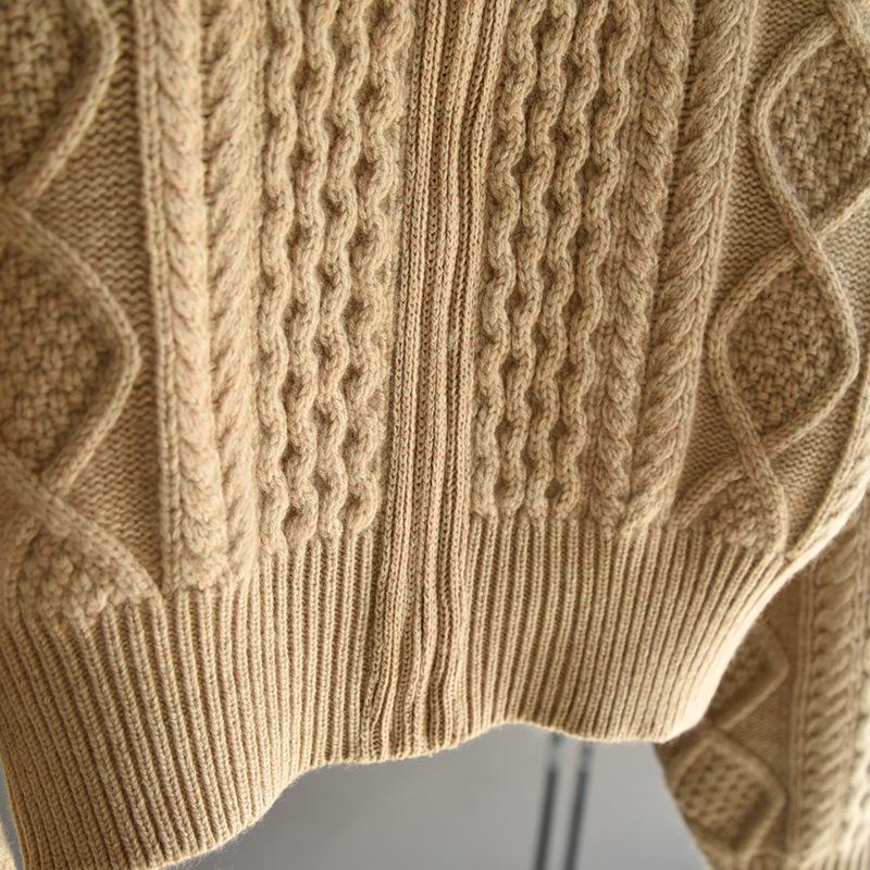 Cashmere Lapel Zipper Cardigan for Women - Autumn/Winter, Thick, Loose Fit, Slimming, Short, Gentle Style.