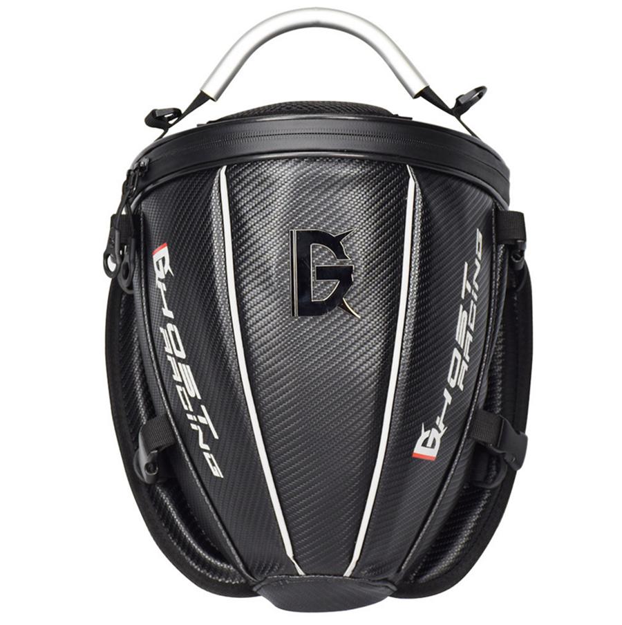 Motorcycle PU Leather Rear Seat Tail Bag Tool Bag Waterproof Carbon Fiber Color