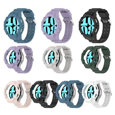 Silicone Band Compatible for Watch 6 44mm Wrist Strap Loop-Bracelet + Protective Case Waterproof Sweatproof Anti-scratch