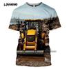 Summer T-shirt, Heavy Equipment Tractor Excavator 3D Print Women Men Round Neck Summer T-shirt Casual T-shirt Harajuku T-shirt Hau