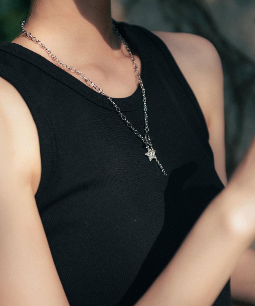 High School Disco Star Cubic Toggle Bar Necklace