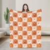 Warm Comfy Throw Blanket Picnic Halloween Checkerboard Pumpkin Ghost Seamless Pattern Blanket  Flannel Bedspread For Bed Cover