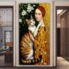 DIY Diamantmosaik Frau und Katze Große Größe Diamanten Malerei Voller Bohrer Strassstickerei Tiere Schmuck Kreuzstich-Sets Wanddekoration