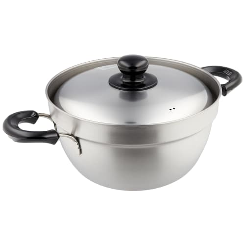 Wahei Freiz Tsubame-Sanjo Overflow Resistant Pot, 23cm, with Lid, Stainless Steel, Induction and Gas Compatible, Enzo (EM-009)