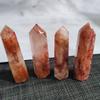 Natural Crystal Red Gum Flower Hexagonal Single Pointed Pillar Polishing Hexagonal Columns with Original Decorative Stones