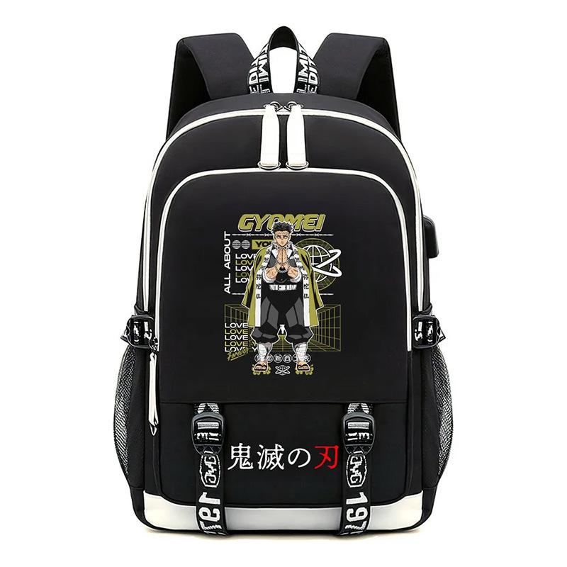 Animation Schoolbag Demon Slayer Cross-border Trend USB Large-capacity Student Spine Backpack