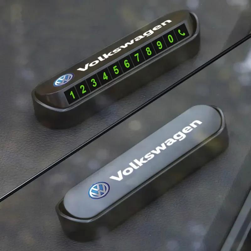 For Volkswagen 1Pcs Car Temporary Parking Card Plate Badge Car Styling For Volkswagen Golf Motion Touran Rline TDI R32 MK4 GTI J