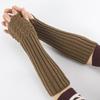 Half Finger Gloves for Typing Winter Knit Gloves with Thumb Holes Unisex Half Finger Mittens Stretchy Warm Long Gloves