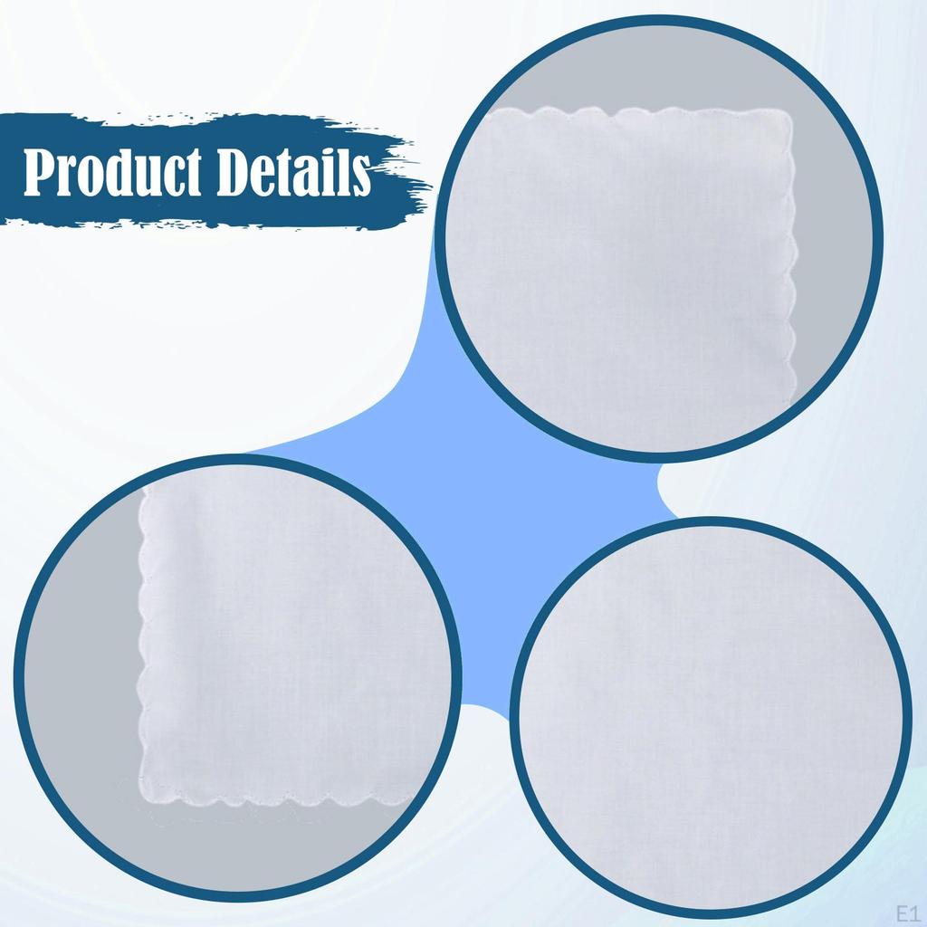 6 Pieces White Handkerchiefs for Women Premium Towel Suit Handkerchief Prom