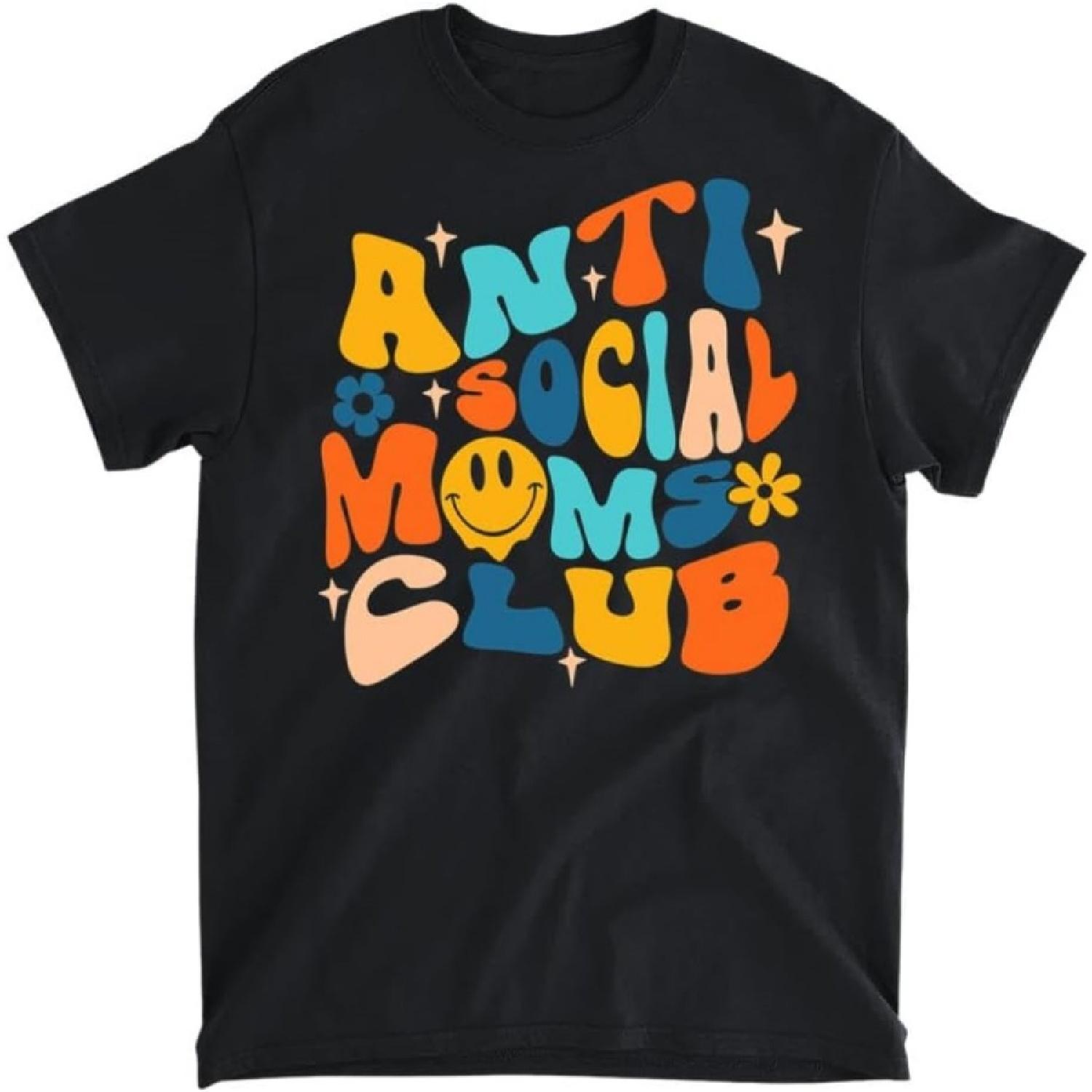 

Groovy Anti Social Moms Club Funny Mom Life Mothers Day T-Shirt, Long Sleeve Shirt, Sweatshirt, Hoodie Unisex Adult Size Made in Canada XXXXXL різнокольоровий