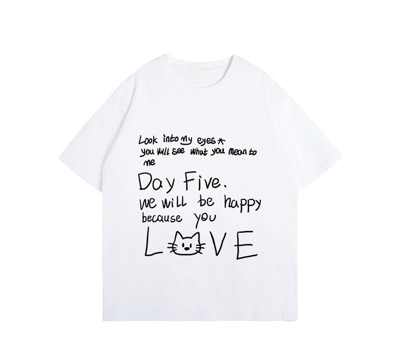New Unisexs And Unisexs Versatile Tshirt Pattern Printed Summer Short Sleeve Street Style Casual Pure Cotton Clothing Tshirt