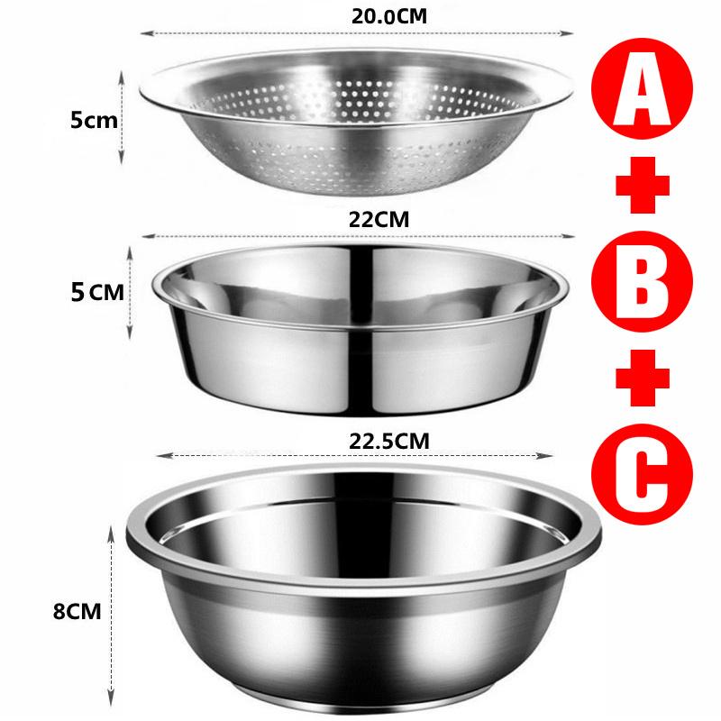 Thick Double Layer Drainage Basin German Style 304 Stainless Steel Basin Drain Basket Vegetable Washing and Rice Washing Basin