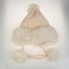 Winter Women's Knitted Hat with Beads and Fur Pom, Featuring a Velvet Lining, Large Fur Brim, and Warm Ear Protection.