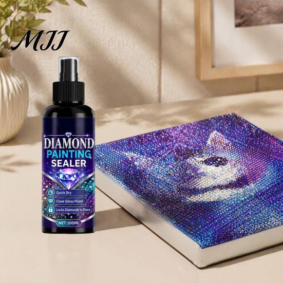 Sealer Spray for Faux Diamond Art 2Pcs Sealer, 100ml Rhinestone Painting Spray, Quick Dry Glue Gloss Finish Sealant, Clear Protective