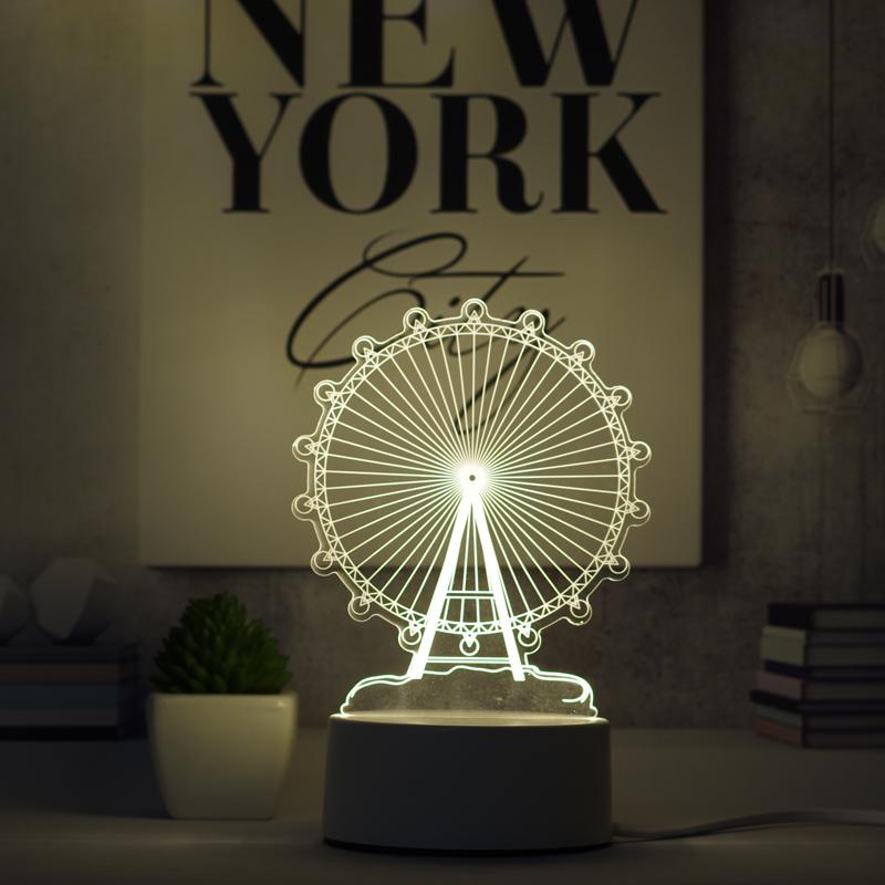 Customize Acrylic 3D Illusion LED Warm White Night Light for Living Room Kids Bedroom Decorative Lamp with USB Power