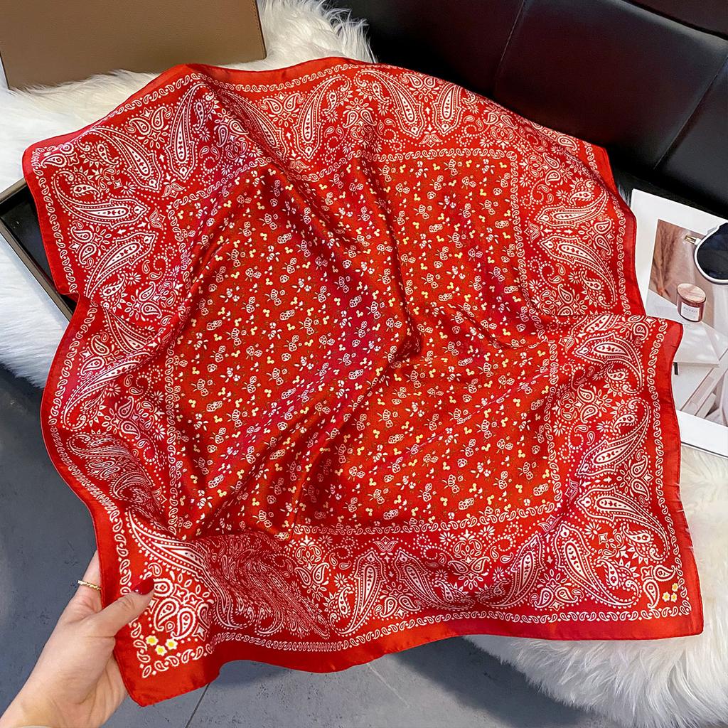 70*70 Women Summer Luxury Fashion Bohemia Stlye Silk Scarf Soft Hairband Neckerchief Tie Female Headband Foulard  Casual