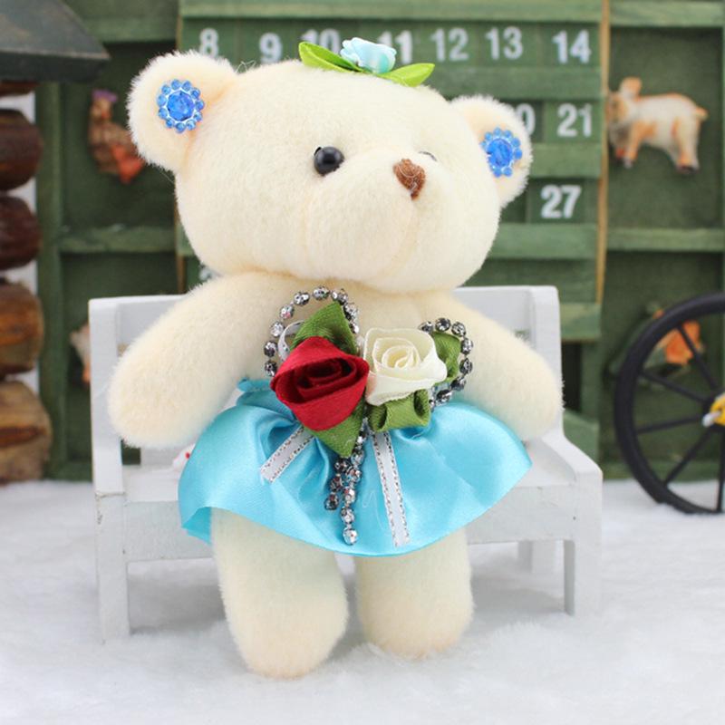 

10 шт. мини-маленький плюшевый мишка цветочные букеты медведь детские хлопковые игрушки плюшевые куклы свадебные игрушки декор 12 cm светло-синий