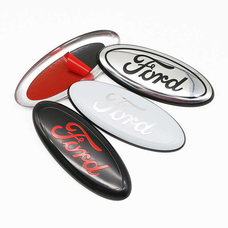 AKC1 14.5cm Aluminum Car Front Grille Emblem Rear Trunk Logo Badge For Ford Fiesta Focus 2 3 Mondeo Edge Ranger Fusion S-MAX Transit