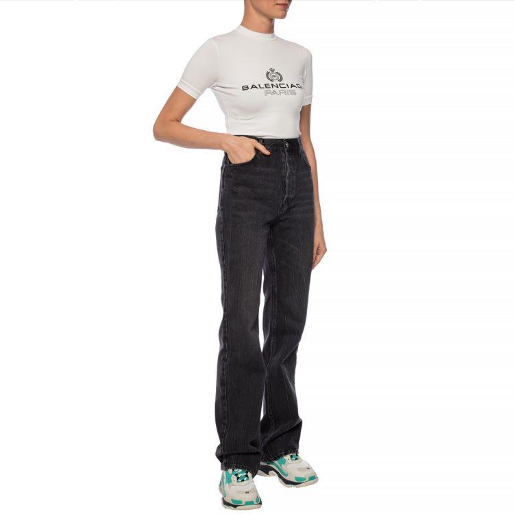 Balenciaga T Shirts Women's White Crew Neck Moderate Straight Fit 594603TGV479000