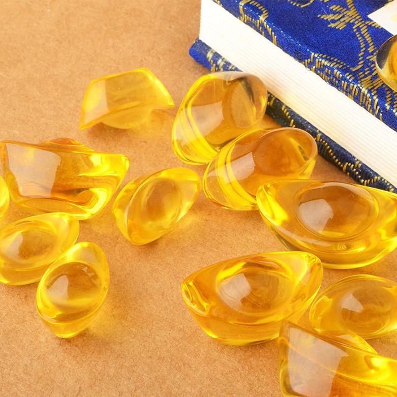 Crystal Gold Ingot Glass Ornament for Home, Wedding, or Living Room Gift