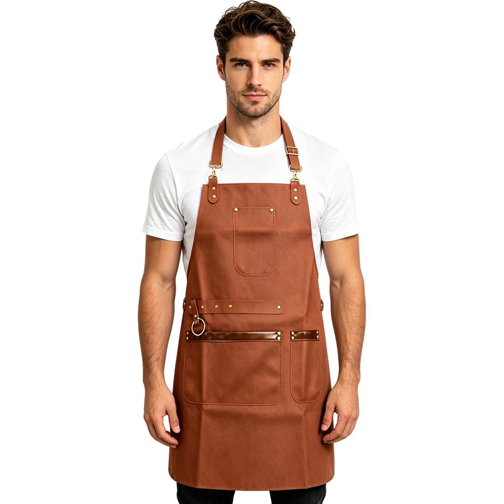Waterproof PU Leather Apron – Oil-proof for Hairdressers, Barbers, Coffee Shops, and Bartenders.