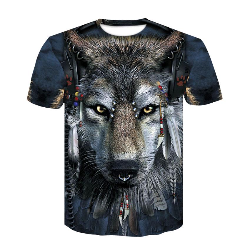 Fashion 3D Wolf Printed T-Shirts for Men/Women Personality Cool Printing Graphic Tee Shirt Unisex Short Sleeve T-shirt Plus Size
