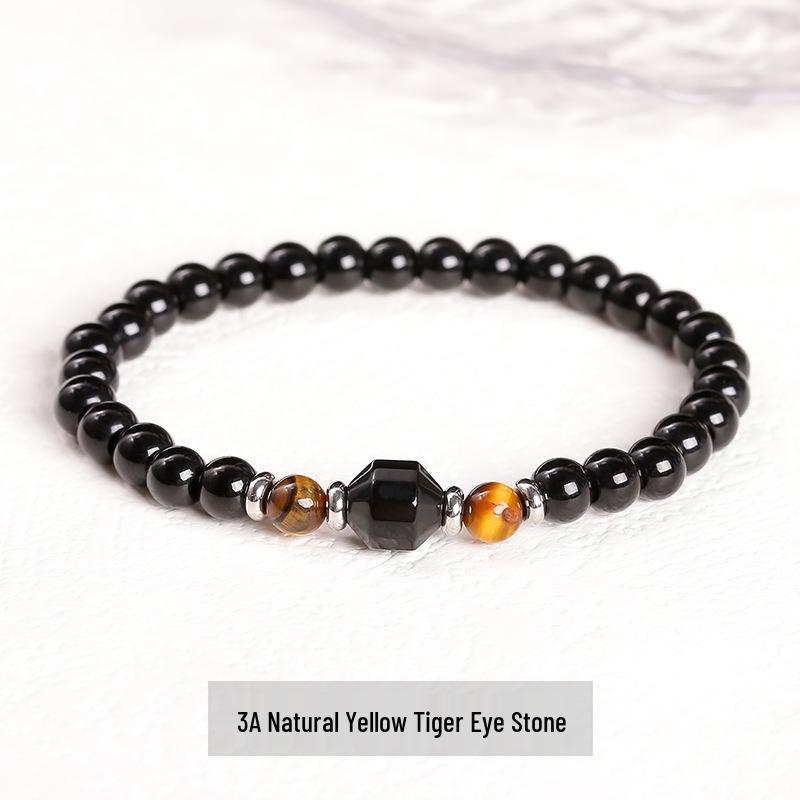 

Jinde Jewelry Браслет из бусин черного агата, тигрового глаза и аметиста 6+10mm