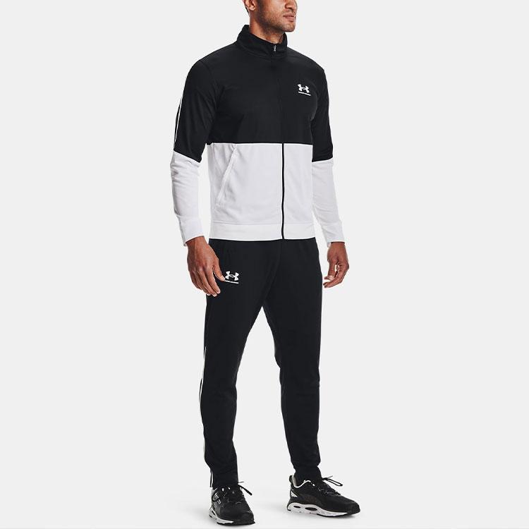 Under Armour Pique Track Vintage Casual Zip Collar Training Jacket Men Jackets Black 1366202-002