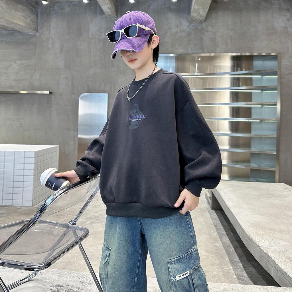 Boys' 2025 Trendy Loose-Fit Sweatshirt - Spring/Autumn "Bad Boy" Style