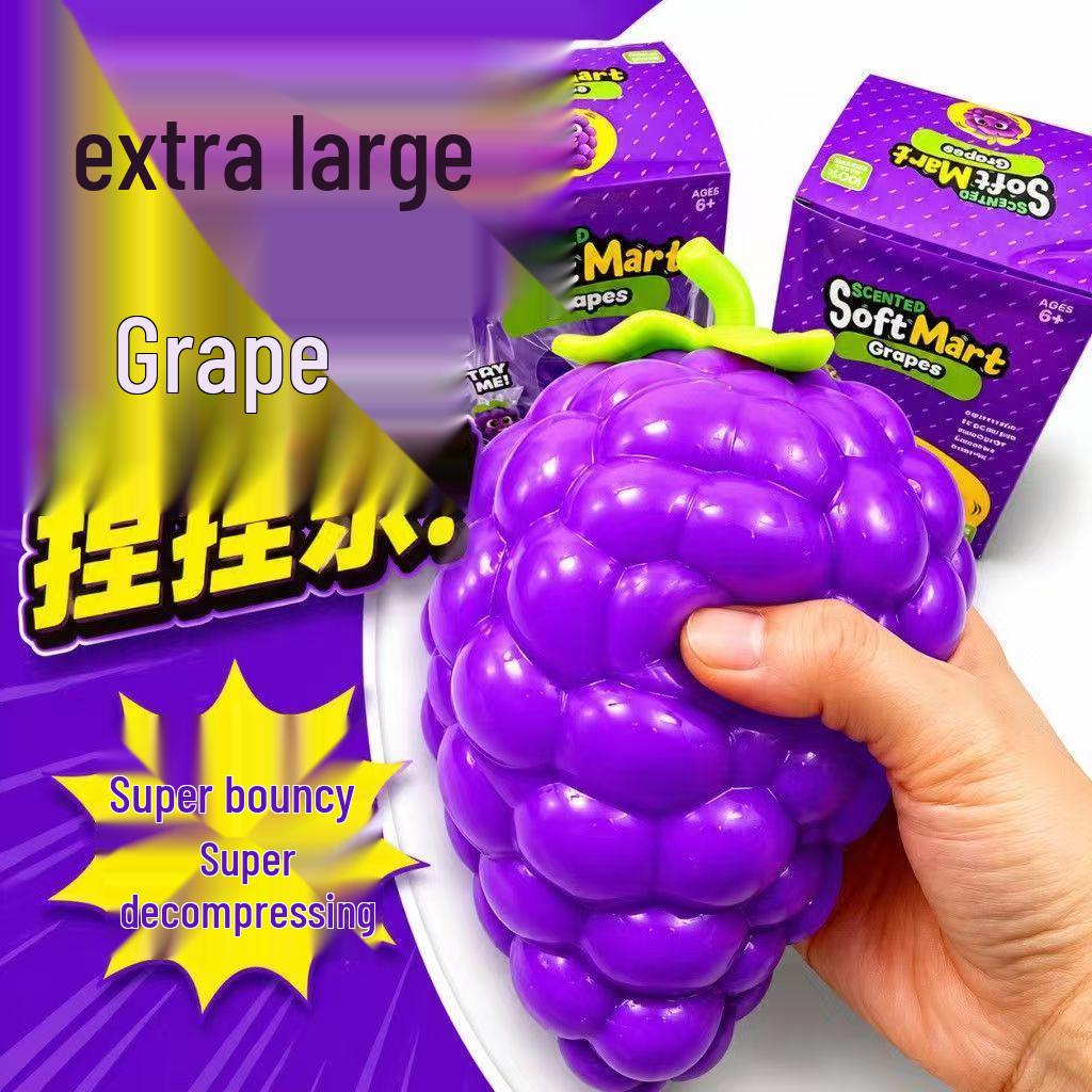 Purple Grape Squeeze Toy - Stress Relief TPR Flour-Filled Decompression Toy