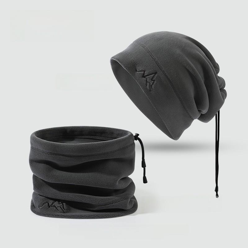Unisex Autumn Winter Fleece Hat With Earmuff Neck Warmer For Cold Weather Comfort