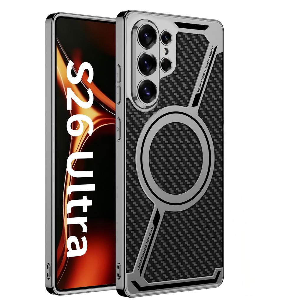 Magnetic For Galaxy S26 S24 S25 Ultra Electroplated Leather Phone Case for Samsung Galaxy S26 S23 Ultra Protective Back Cover